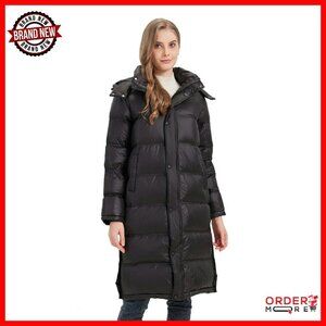 Long Down Jacket Winter Puffer Coat Detachable Hood Ultra-Warm